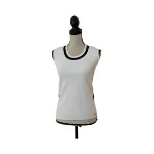 CHANEL | Tops | Chanel White Black Trim Tank Top Size 36 | Poshmark